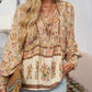 💖Camicia da donna alla moda con stampa, scollo a V e maniche lunghe
