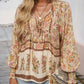 💖Camicia da donna alla moda con stampa, scollo a V e maniche lunghe