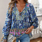 💖Camicia da donna alla moda con stampa, scollo a V e maniche lunghe