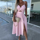 Abito Donna con Spalline Sottile e Spacco Alto