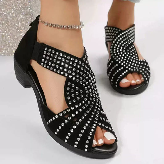 👡Damen Retro-Sandalen mit dickem Absatz und offenen Zehen