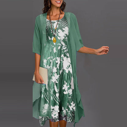 🌸Neu für 2025👗Zeitlich begrenztes Angebot - 2-teiliges Set: Hemd + Kleid mit halben Ärmeln