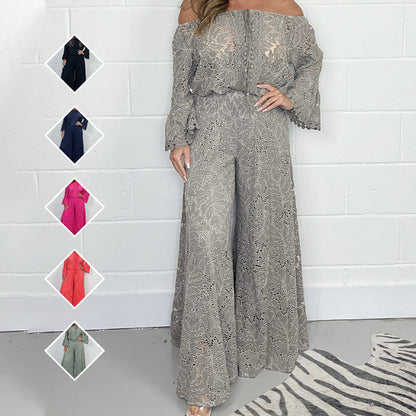 ⏰ Zeitlich begrenztes Angebot – 50 % Rabatt! 🎀 Elegantes Set aus Spitzentop und Hose mit weitem Bein – müheloser Stil in einem Look!✈️Kostenloser Versand
