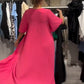 Lockeres Kleid mit Rundhalsausschnitt und einfarbigem Muster für Damen