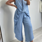 Lässiges Damen-Set mit ärmellosem Top und lockerer Hose – stilvoll in Uni-Farben