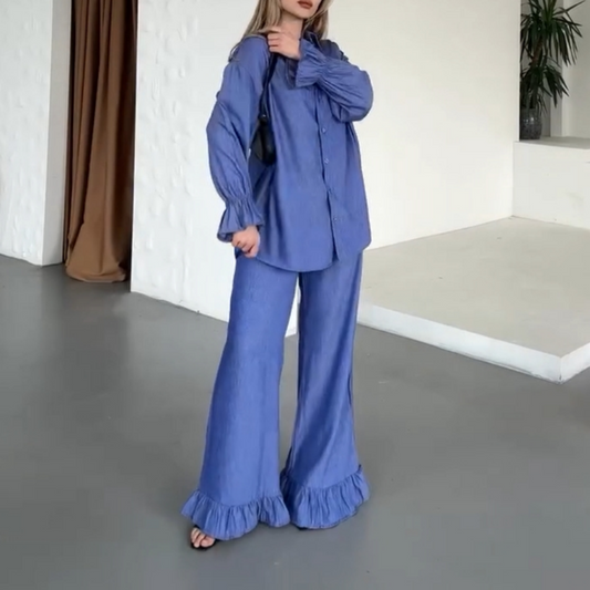 Elegantes, einfarbiges zweiteiliges Set für Damen