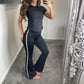 🏙️【Urbanes modernes Damen-Sportset mit Rundhalsausschnitt und figurbetontem Design】👗