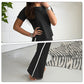 🏙️【Urbanes modernes Damen-Sportset mit Rundhalsausschnitt und figurbetontem Design】👗