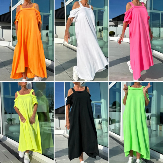 🏖️Summer Specials💃Maxi abito casual a spalla fredda da donna