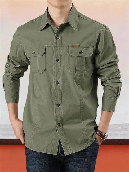 Camicia casual da uomo in cotone tinta unita【ACQUISTA 2 E OTTIENI LA SPEDIZIONE GRATUITA】