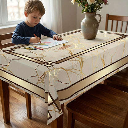 ⏰🔥 ¡OFERTA 50% OFF! 🍽️✨ Mantel Impermeable de Mármol Beige y Dorado – Elegancia Moderna, Protección Antiderrames y Decoración Premium para tu Hogar 🏡💎
