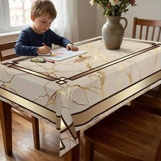 🍽️🔥 50% OFF POR TIEMPO LIMITADO | Mantel Impermeable de Mármol Elegante ✨ Diseño Beige y Dorado Resistente a Derrames para Decorar y Proteger tu Mesa con Estilo