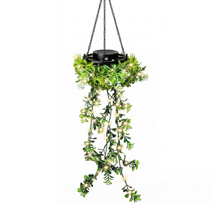 🌿☀️ 50% OFF POR TIEMPO LIMITADO | Luz Solar Colgante con Planta Artificial ✨ Decoración de Jardín con LED Cálido, Sin Cables y Resistente al Clima