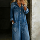 👖🔥 50% OFF POR TIEMPO LIMITADO | Mono Vaquero de Pierna Ancha para Mujer ✨ Diseño Casual con Bolsillos, Manga Ajustable y Estilo Vintage Moderno