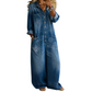 👖🔥 50% OFF POR TIEMPO LIMITADO | Mono Vaquero de Pierna Ancha para Mujer ✨ Diseño Casual con Bolsillos, Manga Ajustable y Estilo Vintage Moderno