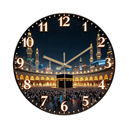 🕋🔥 50% OFF POR TIEMPO LIMITADO | Reloj de Pared Silencioso con Diseño Nocturno de La Meca ✨ Decoración Elegante para Hogar, Oficina y Espacios Tranquilos