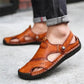 Sandalias de exterior transpirables en cuero suave de talla grande para hombre