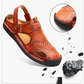 Sandalias de exterior transpirables en cuero suave de talla grande para hombre