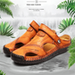 Sandalias de exterior transpirables en cuero suave de talla grande para hombre