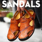 Sandalias de exterior transpirables en cuero suave de talla grande para hombre