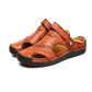 Sandalias de exterior transpirables en cuero suave de talla grande para hombre