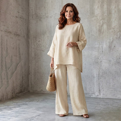 🌿🔥 50% OFF POR TIEMPO LIMITADO | Conjunto Casual de Dos Piezas para Mujer ✨ Mezcla de Lino Fresca, Elegante y Cómoda para Días de Verano