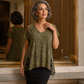 Camiseta Holgada de Mujer con Estampado de Leopardo y Escote en V