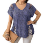 Camiseta Holgada de Mujer con Estampado de Leopardo y Escote en V