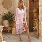👗🔥 50% OFF POR TIEMPO LIMITADO | Vestido Midi Floral Fluido para Mujer ✨ Manga Larga, Corte Relajado y Estilo Elegante para Cualquier Ocasión