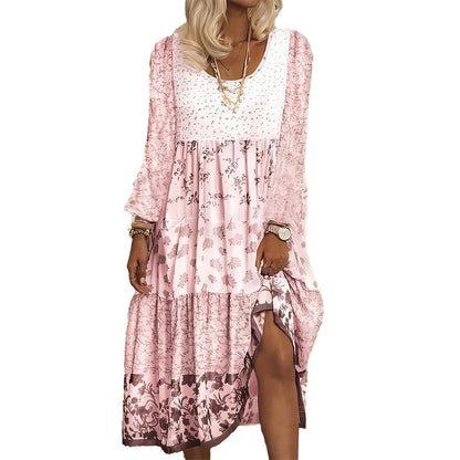 👗🔥 50% OFF POR TIEMPO LIMITADO | Vestido Midi Floral Fluido para Mujer ✨ Manga Larga, Corte Relajado y Estilo Elegante para Cualquier Ocasión