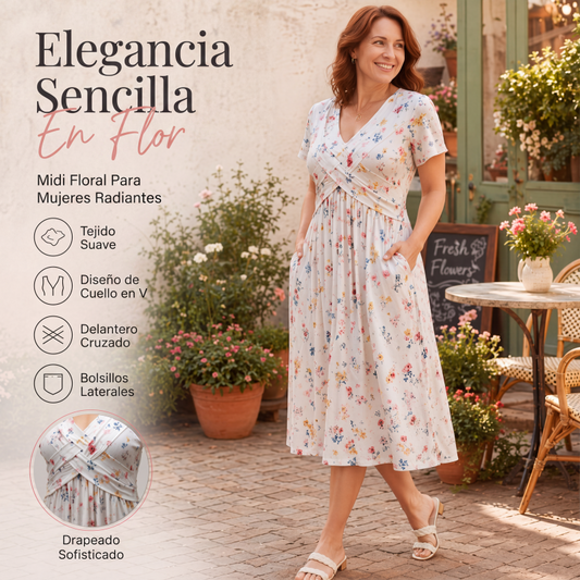 👗🔥 50% OFF POR TIEMPO LIMITADO | Vestido Floral de Mujer con Cuello en V y Cintura Torcida ✨ Diseño Elegante, Favorecedor y Perfecto para Lucir Femenina