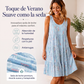 Vestido midi sin mangas con cuello en O y capas para mujer