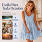 Vestido midi sin mangas con cuello en O y capas para mujer