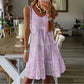 Vestido midi sin mangas con cuello en O y capas para mujer