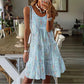 Vestido midi sin mangas con cuello en O y capas para mujer