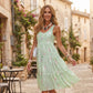 Vestido midi sin mangas con cuello en O y capas para mujer
