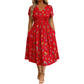 Vestido de mujer con cuello en V, estampado floral y cintura torcida