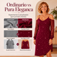 Vestido elegante de mujer con hombros al descubierto y mangas de malla