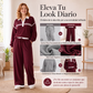 👚🔥 50% OFF POR TIEMPO LIMITADO | Conjunto Deportivo de 2 Piezas para Mujer ✨ Sudadera con Parches y Rayas + Pantalón de Pierna Ancha, Comodidad y Estilo Casual