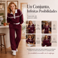 👚🔥 50% OFF POR TIEMPO LIMITADO | Conjunto Deportivo de 2 Piezas para Mujer ✨ Sudadera con Parches y Rayas + Pantalón de Pierna Ancha, Comodidad y Estilo Casual