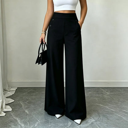👖🔥 50% OFF POR TIEMPO LIMITADO | Pantalones de Mujer de Talle Alto y Pierna Ancha ✨ Diseño con Botones Laterales, Elegancia y Comodidad para Todo el Día