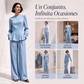 👗🔥 50% OFF POR TIEMPO LIMITADO | Conjunto Elegante para Mujer de Blusa con Mangas Abullonadas y Pantalones de Pierna Ancha ✨ Estilo Sofisticado, Comodidad y Moda Todo el Día