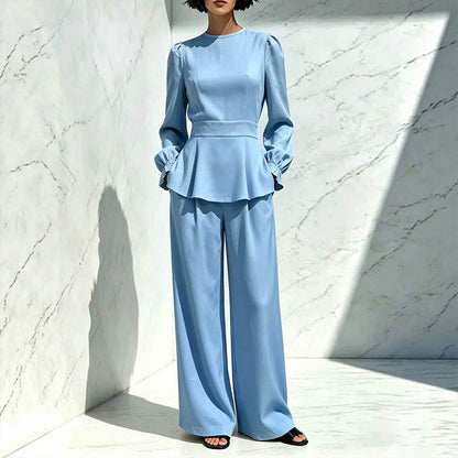 👗🔥 50% OFF POR TIEMPO LIMITADO | Conjunto Elegante para Mujer de Blusa con Mangas Abullonadas y Pantalones de Pierna Ancha ✨ Estilo Sofisticado, Comodidad y Moda Todo el Día