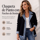 🧥🔥 50% OFF POR TIEMPO LIMITADO | Cazadora de Punto para Mujer con Parches de Mezclilla ✨ Diseño Moderno, Corte Cómodo y Estilo Urbano Sofisticado