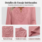👚🔥 50% OFF POR TIEMPO LIMITADO | Blusa Túnica Elegante para Mujer con Cuello en V y Encaje ✨ Manga 3/4, Corte Holgado y Estilo Femenino Todo el Día
