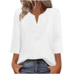 👚🔥 50% OFF POR TIEMPO LIMITADO | Blusa Túnica Elegante para Mujer con Cuello en V y Encaje ✨ Manga 3/4, Corte Holgado y Estilo Femenino Todo el Día