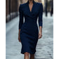 👗🔥 50% OFF POR TIEMPO LIMITADO | Vestido Elegante de Oficina para Mujer con Cuello en V ✨ Corte Entallado, Figura Favorecedora y Estilo Sofisticado Todo el Día