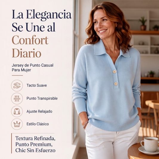 👗🔥 50% OFF POR TIEMPO LIMITADO | Jersey de Punto Elegante con Cuello de Solapa para Mujer ✨ Diseño Sofisticado, Cálido y Cómodo para un Estilo Impecable Cada Día