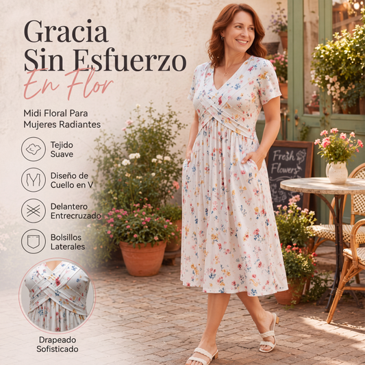 👗🔥 50% OFF POR TIEMPO LIMITADO | Vestido de Mujer con Cuello en V, Estampado Floral y Cintura Torcida ✨ Diseño Femenino, Figura Favorecida y Estilo Elegante Todo el Día